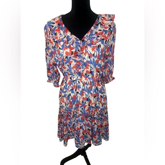 LAUREN RALPH LAUREN FLORAL SPRING RUFFLE DRESS KNEE LENGTH QUARTER SLEEVE SIZE 8 - Picture 6 of 11